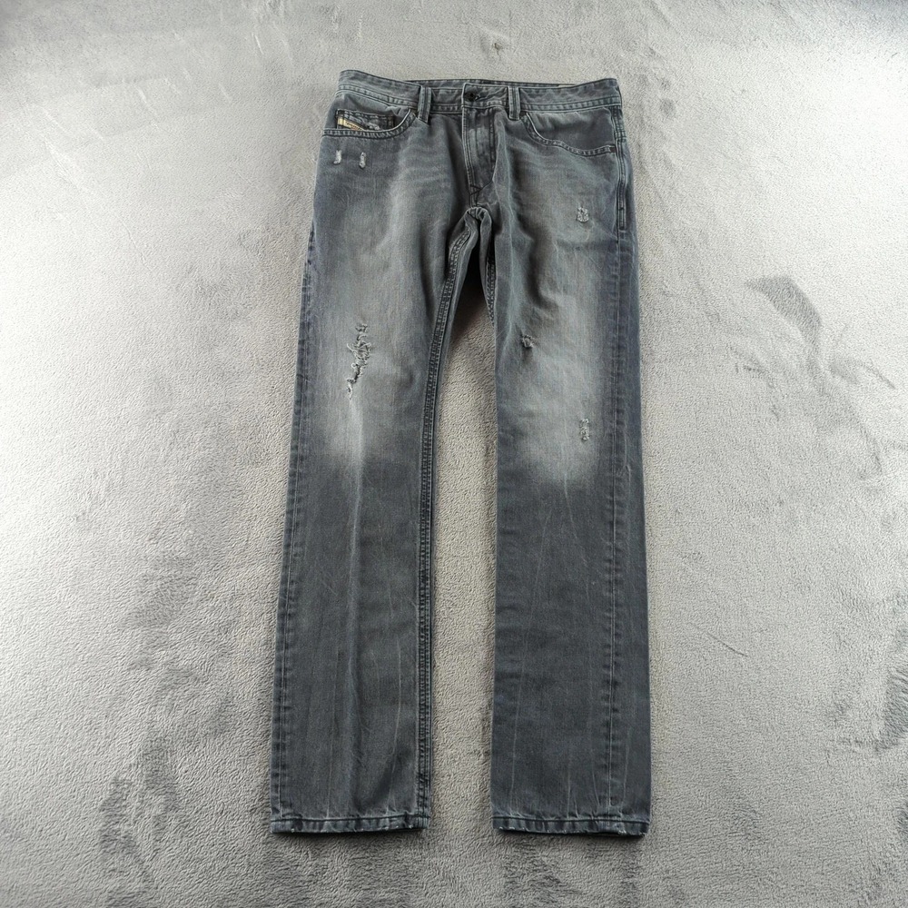 Diesel Thavar Jeans‎ Mens 32x32 Gray Wash Slim Skinny Distressed Denim Pants